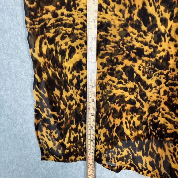 Givenchy Tunic Top 41 Leopard Animal Print Silk Blouse Full Zip Sheer Oversized - Picture 7 of 13